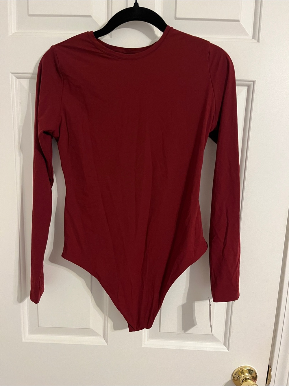 Auden Long-Sleeve Bodysuit in Deep Red
